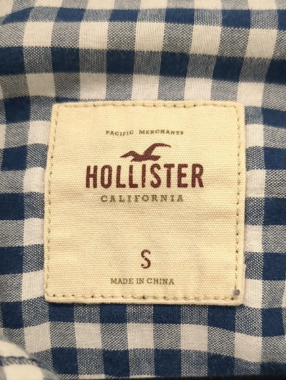 Hollister Blue and White Gingham Button-Down Shirt